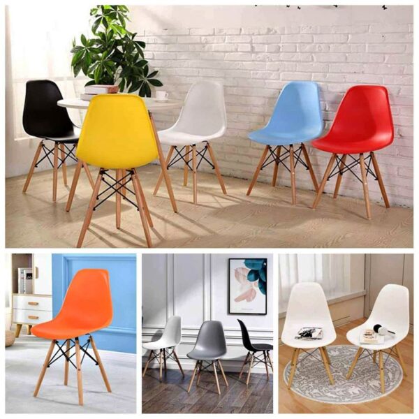 Solid Back Side Chair, Eames seat, plastic chair, dining chairs, cafeteria seats, salon seats