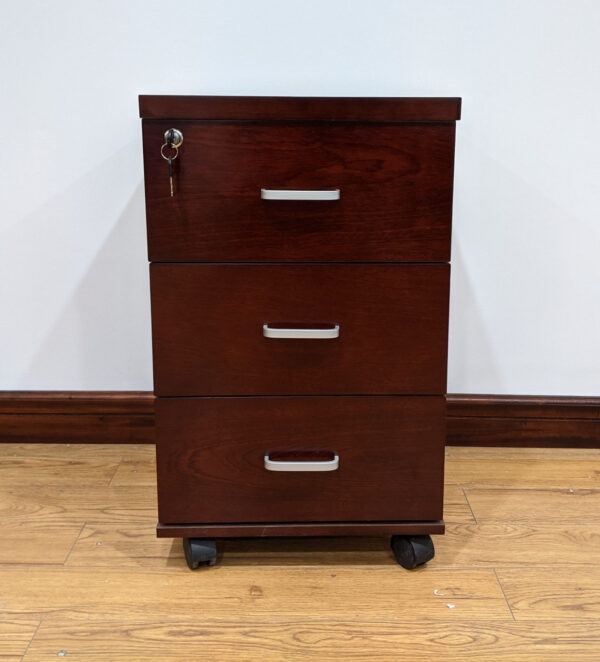 Three Drawer Desk High Pedestal