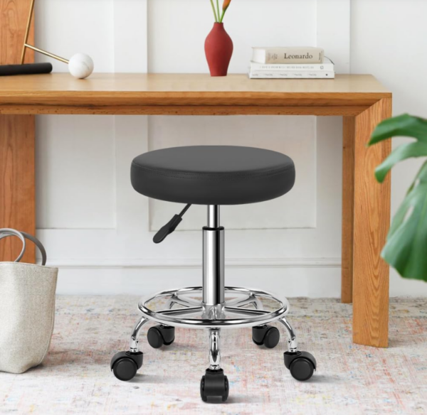 Leather Hydraulic Height Adjustable Rolling Stool