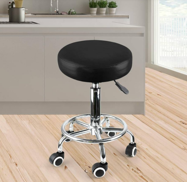 Leather Hydraulic Height Adjustable Rolling Stool