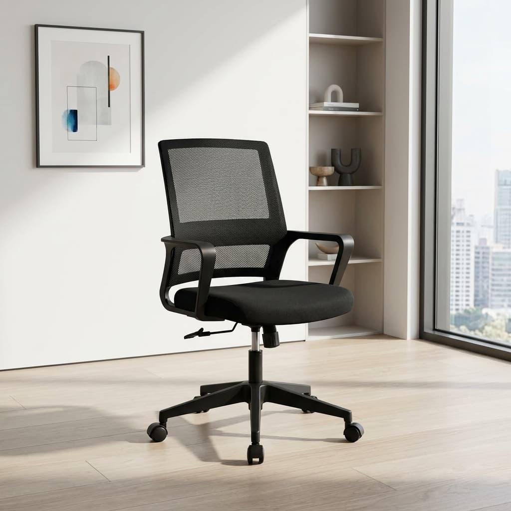 Office Chair Adjustable Height with black mesh back