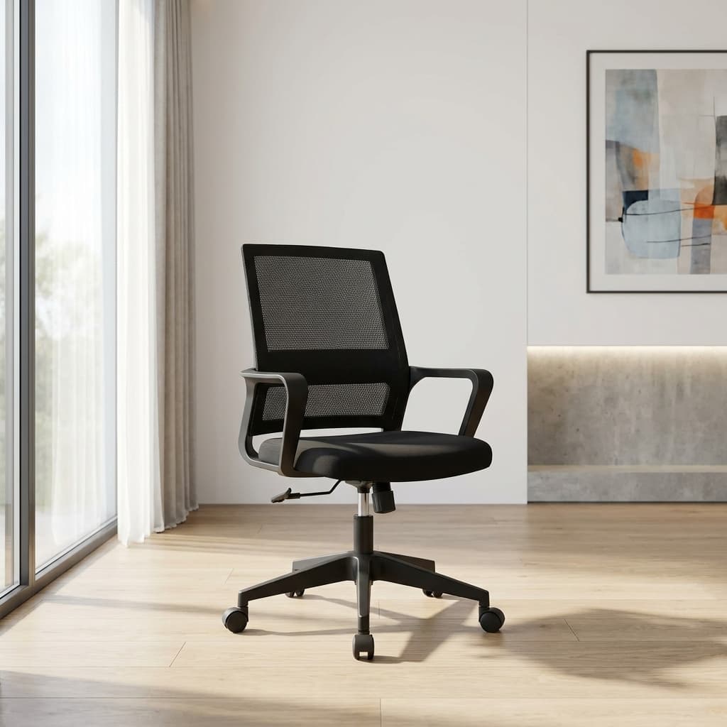 Office Chair Adjustable Height with black mesh back