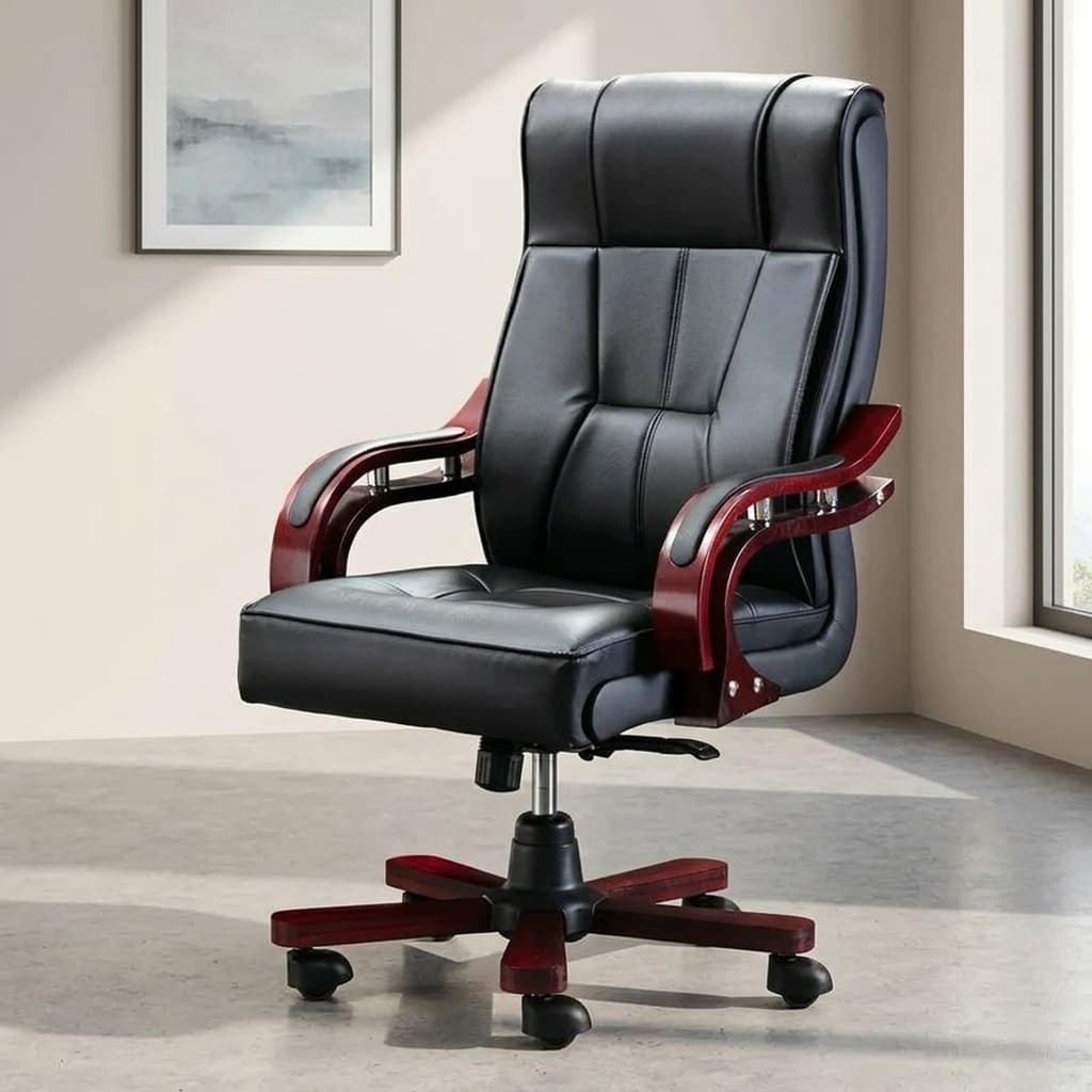 Executive Leather Office Chair with padded high back