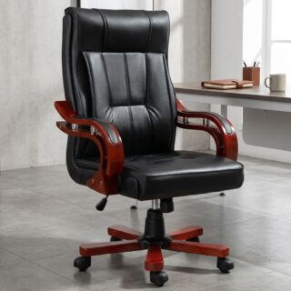 Executive Leather Office Chair with padded high back