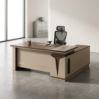 1.8M executive office desk with two-tone finish