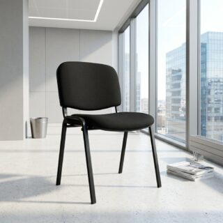 Tosca Visitor Office Chair featuring a black padded seat and backrest with a fixed four-leg frame, suitable for reception, waiting and meeting areas.