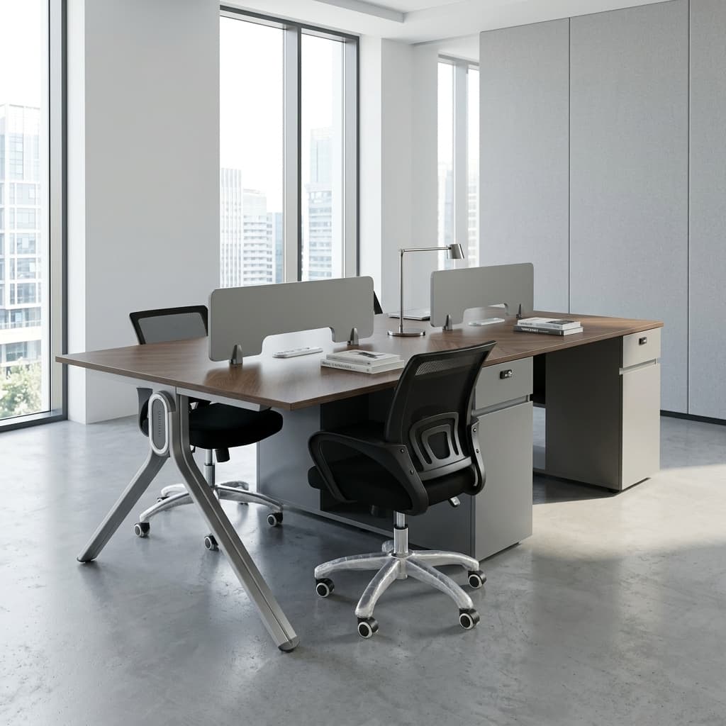 4-Way Executive Office Workstation with partitions and storage