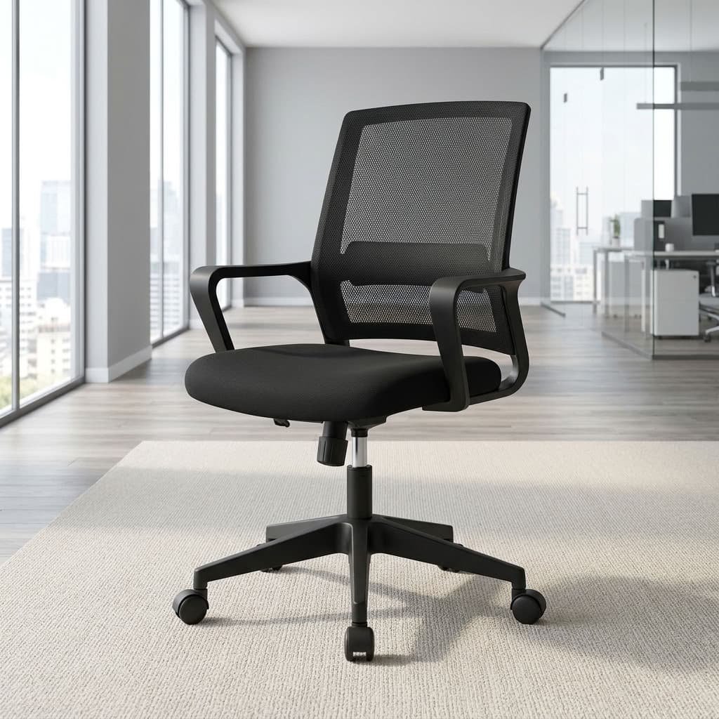 Office Chair Adjustable Height with black mesh back
