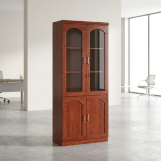 2-Door Wooden Office Bookcase with glass doors