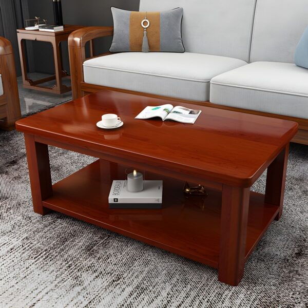 Modern Solid Wood Double-Layer Coffee Table, coffee table, office coffee table, mahogany coffee table