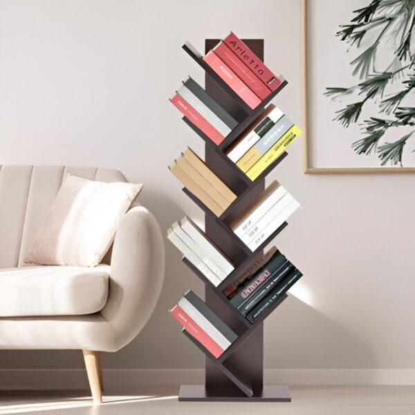 9-tier tree bookshelf, Unique bookshelf, Stylish bookshelf, Tree bookshelf, Bookcase, Display shelf, Storage shelf Organizer, Home décor, Office décor, White bookshelf, Engineered wood bookshelf