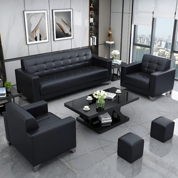 5 Seater Office Sofa Set in leather, office sofa, 5-seater office sofa, PU leather sofa