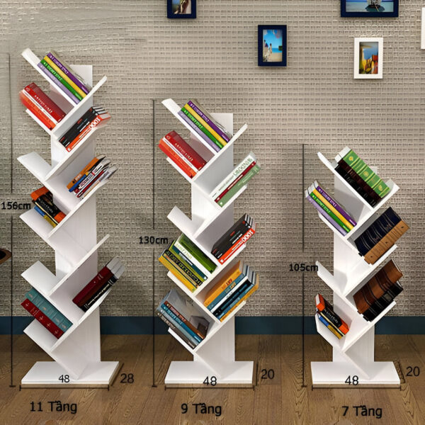 9-tier tree bookshelf, Unique bookshelf, Stylish bookshelf, Tree bookshelf, Bookcase, Display shelf, Storage shelf Organizer, Home décor, Office décor, White bookshelf, Engineered wood bookshelf