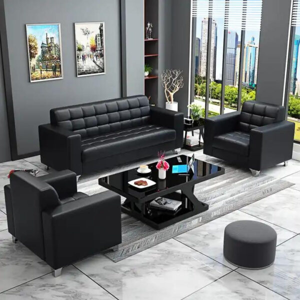 5 Seater Office Sofa Set in leather, office sofa, 5-seater office sofa, PU leather sofa