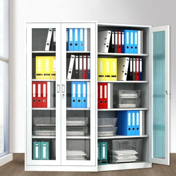 Full Glass Doors Filing Cabinet, Office Storage Cabinet with Glass Door, office cabinet, cabinet for office, metallic cabinet, half glass cabinet