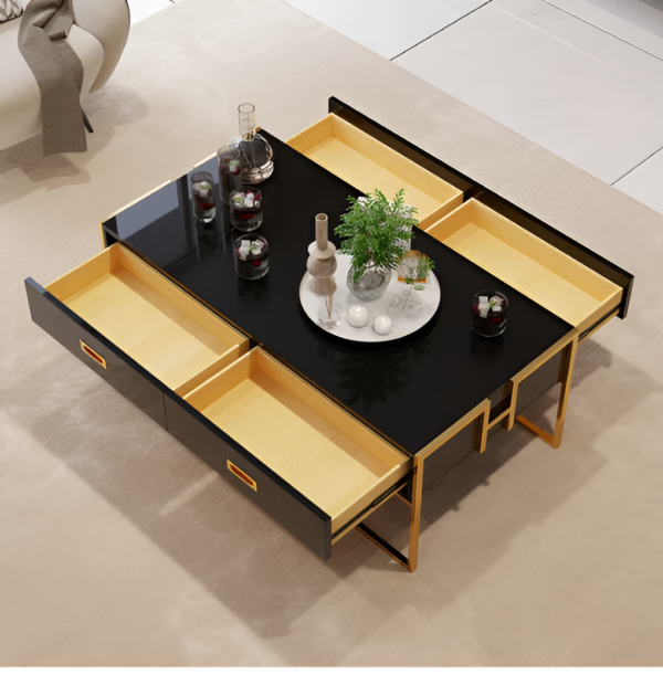 Modern Style Black Coffee Table, coffee table, glass coffee table, living room table, modern coffee table