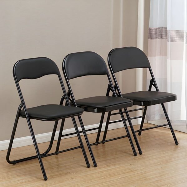 Steel Frame Foldable Conference Chair, foldable chair, folding leather seat