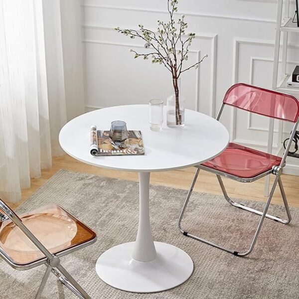 Modern Round Dining Table with Printed White Top