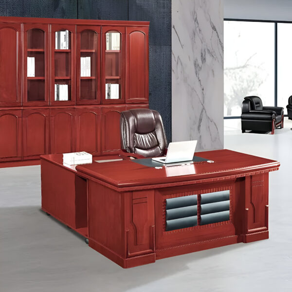 1600mm Mahogany Executive Office Desk with Pedestal and Return