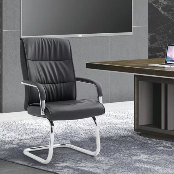 Modern Black Leather Cantilever Visitors Chair