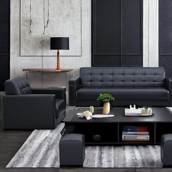 Modern Leather Sofa Set with Stainless Steel Foots