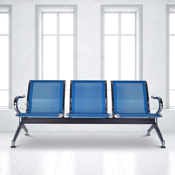 Three Seater Powder Coated Metal Airport Waiting Bench