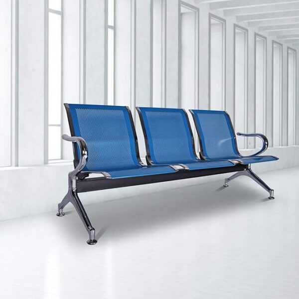 Three Seater Powder Coated Metal Airport Waiting Bench