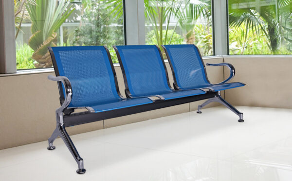 Three Seater Powder Coated Metal Airport Waiting Bench