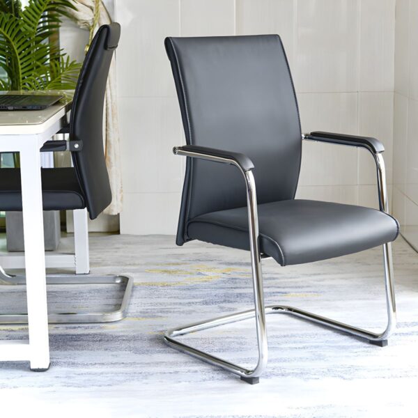 Black PU Leather Office Visitor Seat