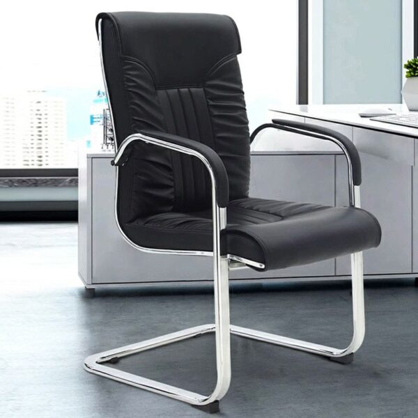 Modern Executive Black Leather Visitors Chair