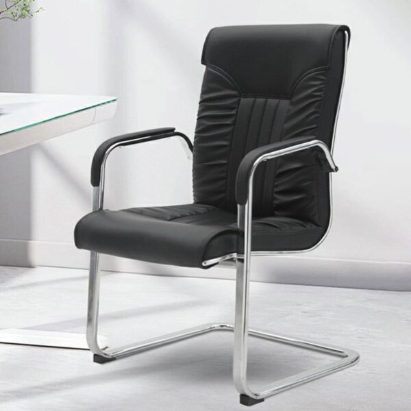 Modern Executive Black Leather Visitors Chair