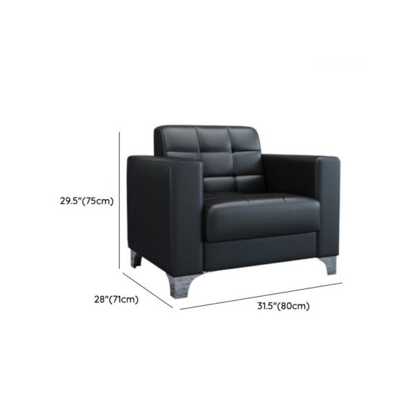 PU Black Leather Office Sofa