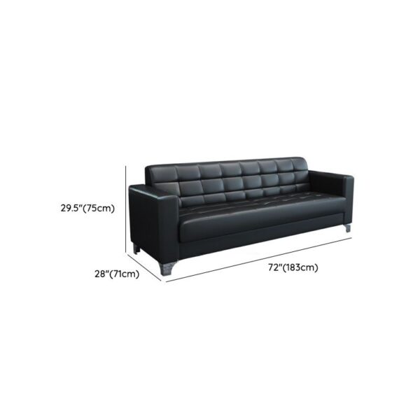 PU Black Leather Office Sofa