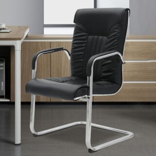 Modern Executive Black Leather Visitors Chair