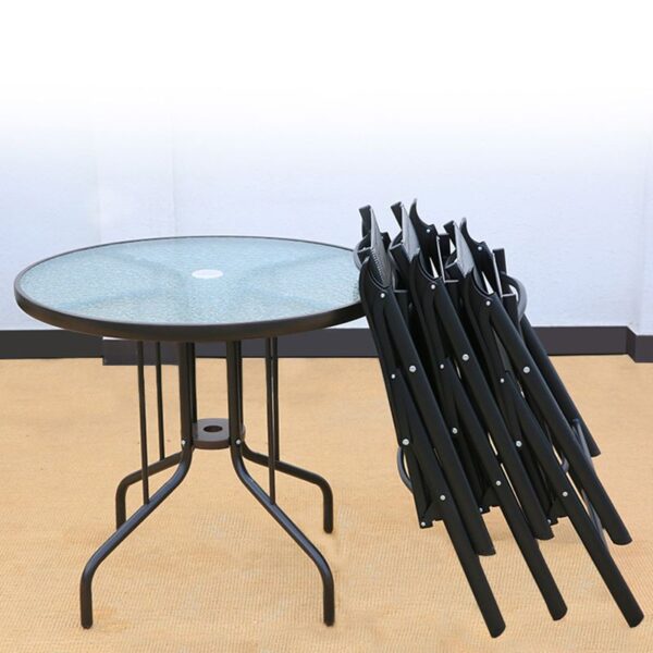 Tempered Glass Outdoor Round Table Set