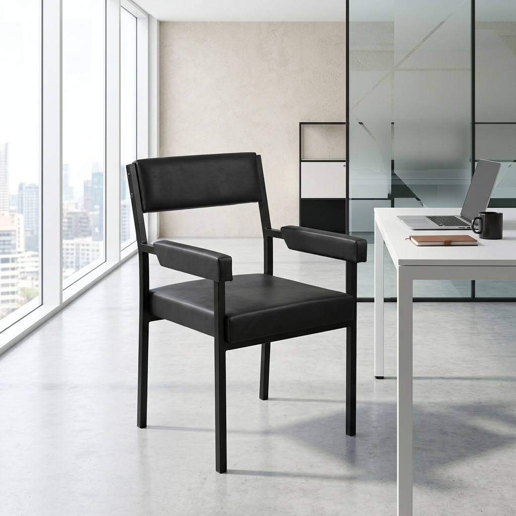 Catalina Chair with Armrests black office visitor chair