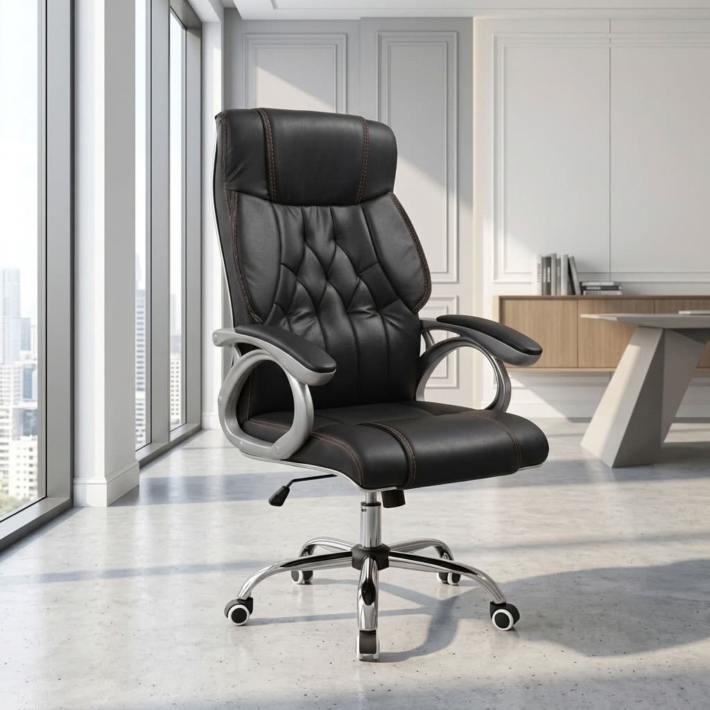 Ergonomic Upholstered Office Chair with padded high back and armrests