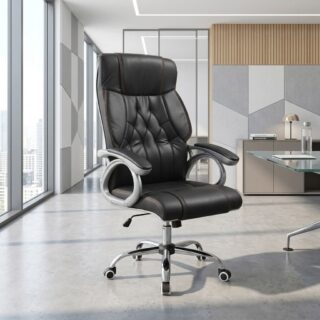 Ergonomic Upholstered Office Chair with padded high back and armrests