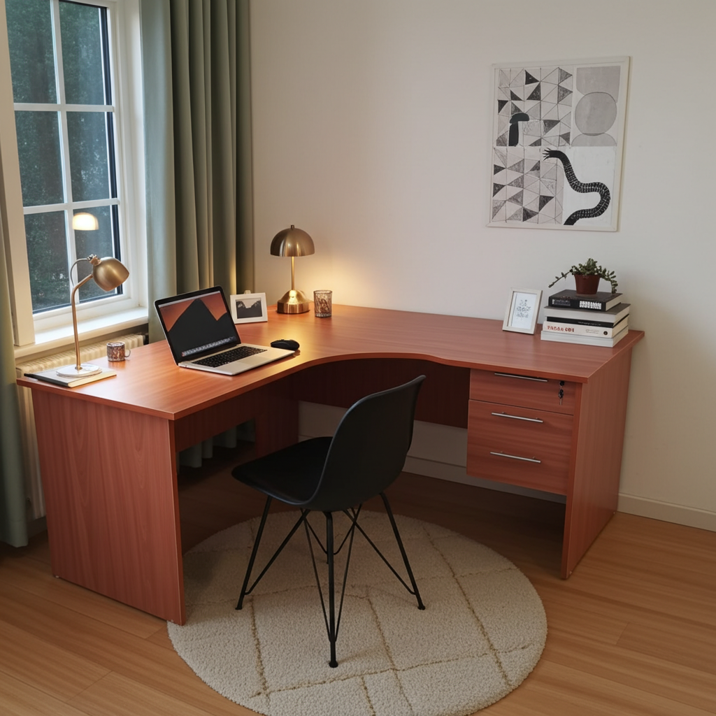 L-Shaped Desk with Storage Drawers