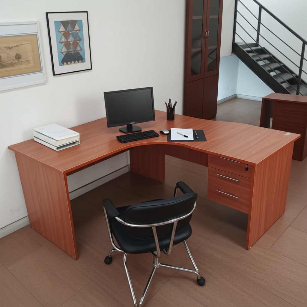 L-Shaped Desk with Storage Drawers