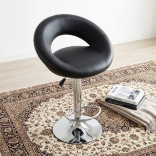 round swivel bar stool black leather adjustable kitchen island stool