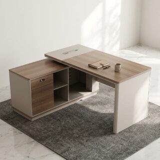 executive office desk with storage modern L-shaped desk with side cabinet