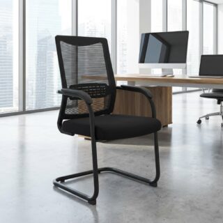 mesh visitor office chair Kenya black cantilever breathable mesh back padded seat office reception boardroom chair