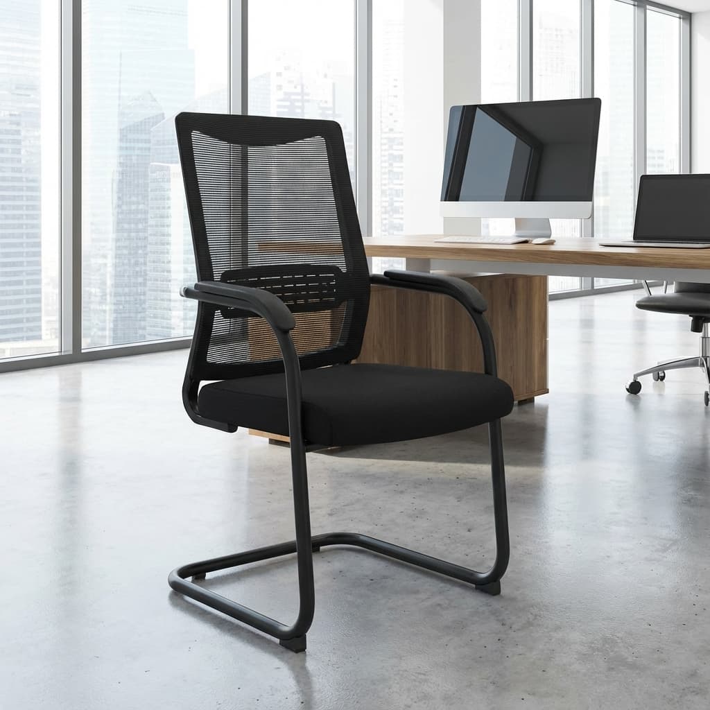 mesh visitor office chair Kenya black cantilever breathable mesh back padded seat office reception boardroom chair