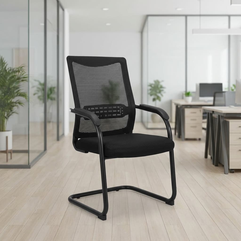 mesh visitor office chair Kenya black cantilever breathable mesh back padded seat office reception boardroom chair