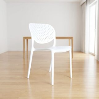 white plastic chair Kenya perforated modern dining cafe chair minimalist