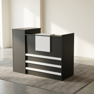 1.4m black and white modern reception counter front office desk located in Nairobi Kenya