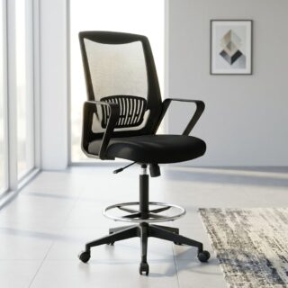 receptionist office chair high adjustable front desk chair with footrest ring