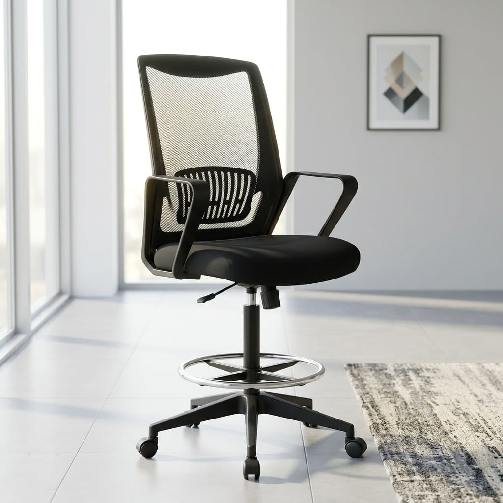 receptionist office chair high adjustable front desk chair with footrest ring