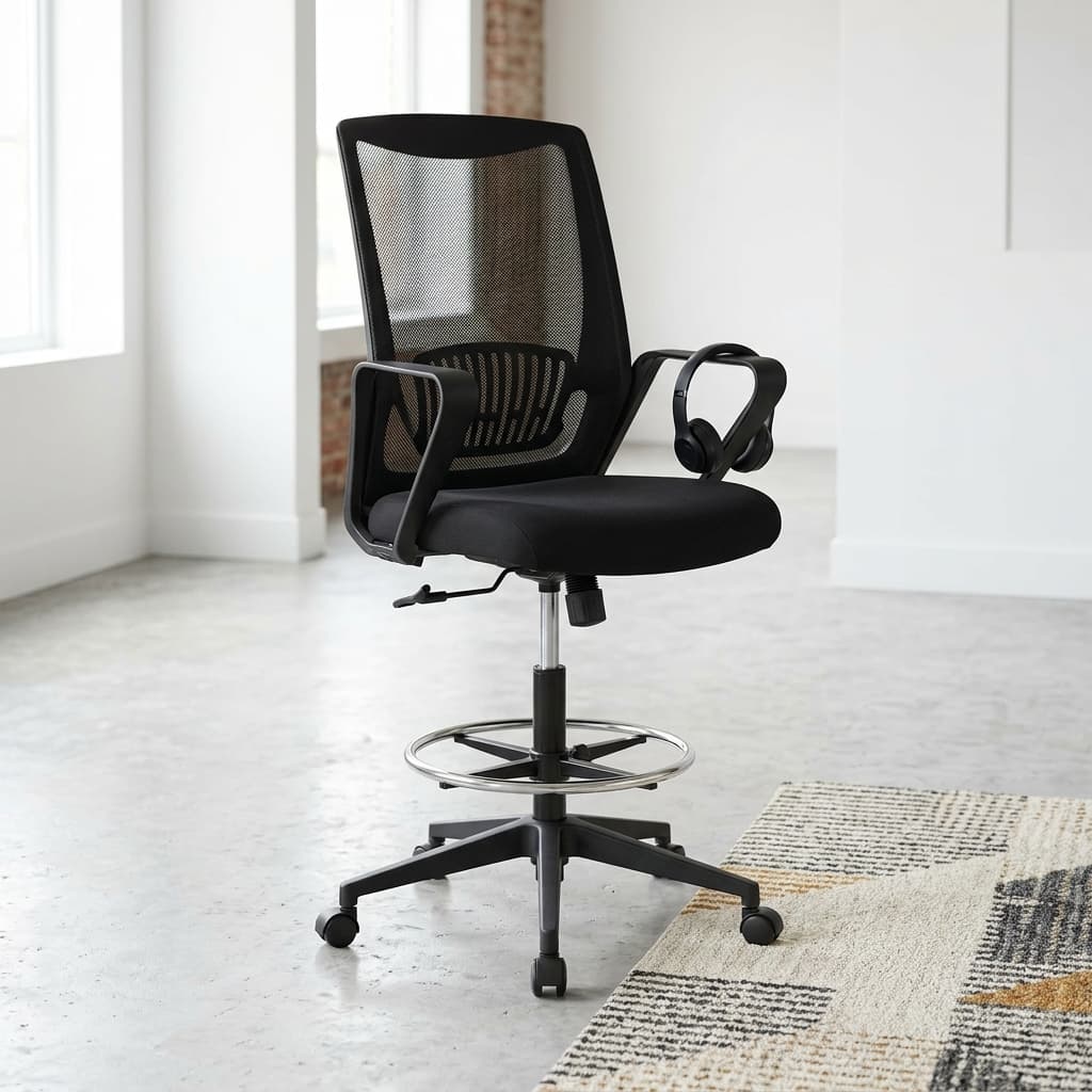 receptionist office chair high adjustable front desk chair with footrest ring